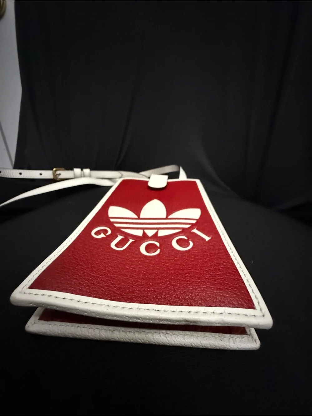 Authentic Gucci Adidas Red & White Logo Crossbody Phone Trefoil Red & Purse - Picture 13 of 14